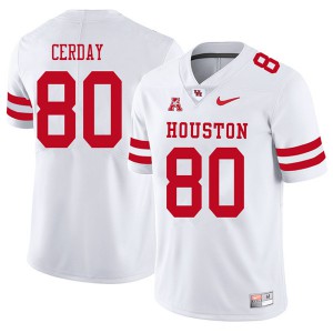 Mens Houston Cougars #80 Colton Cerday White 2018 Football Jersey 971187-207