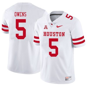 Men's UH Cougars #5 Darrion Owens White 2018 Player Jersey 592243-357