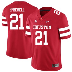 Men's Houston #21 Gleson Sprewell Red 2018 Football Jersey 166902-199
