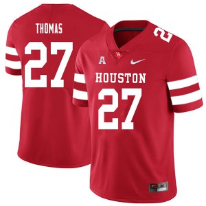 Mens UH Cougars #27 Henry Thomas Red 2018 Stitched Jerseys 813831-738