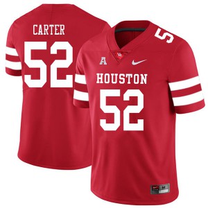 Mens Houston #52 Jerard Carter Red 2018 Embroidery Jerseys 153693-727