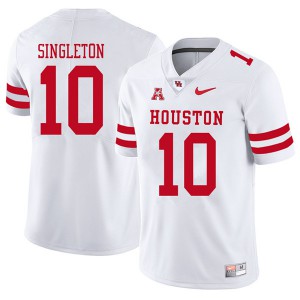 Mens Houston Cougars #10 Raelon Singleton White 2018 Football Jersey 778011-747