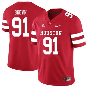 Mens UH Cougars #91 Tahj Brown Red 2018 College Jersey 132405-623