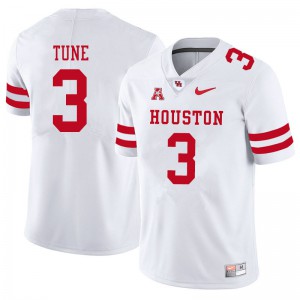 Mens University of Houston #3 Clayton Tune White Official Jerseys 142717-509