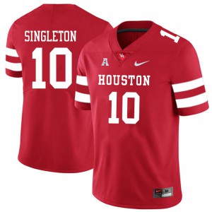 Men's Houston Cougars #10 Jeremy Singleton Red College Jerseys 602119-402