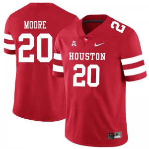 Mens UH Cougars #20 Jordan Moore Red Football Jersey 820132-787