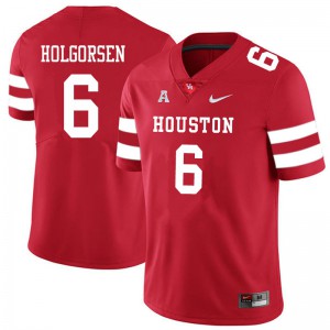 Mens University of Houston #6 Logan Holgorsen Red Stitch Jersey 638134-304