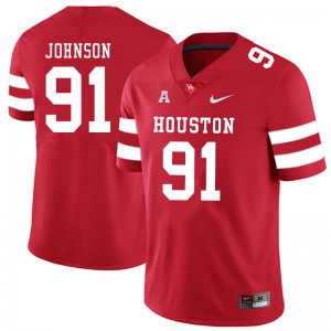 Men University of Houston #91 Benil Johnson Red Stitch Jerseys 179807-907