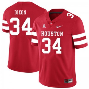 Mens Houston Cougars #34 Dylan Dixon Red Stitch Jerseys 953865-295