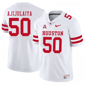 Men's University of Houston #50 Hakeem Ajijolaiya White Football Jerseys 433843-757