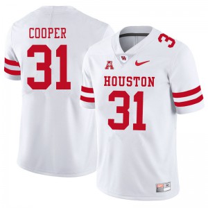 Mens Houston Cougars #31 Jordan Cooper White Official Jerseys 982948-713