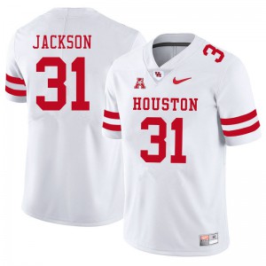 Men Houston #31 Taijon Jackson White Football Jersey 964582-917