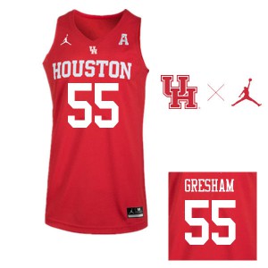 Men's University of Houston #55 Brison Gresham Red Jordan Brand Basketball Jerseys 879442-266