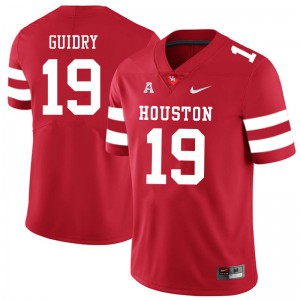 Mens Houston Cougars #19 C.J. Guidry Red Official Jerseys 985438-493