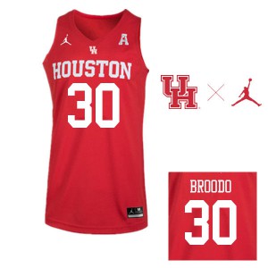 Men Houston Cougars #30 Caleb Broodo Red Jordan Brand Official Jerseys 322658-353
