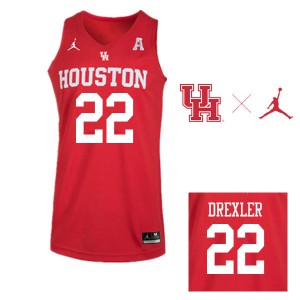 Men Houston Cougars #22 Clyde Drexler Red Jordan Brand Official Jerseys 660790-828