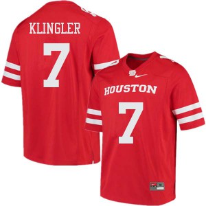 Men UH Cougars #7 David Klingler Red Official Jersey 442763-267