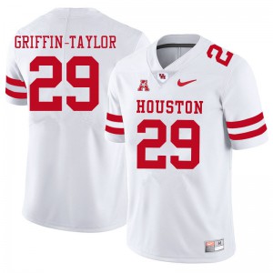 Men's University of Houston #29 Demarcus Griffin-Taylor White Football Jerseys 461448-812