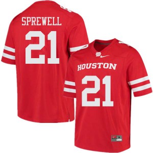 Mens UH Cougars #21 Gleson Sprewell Red NCAA Jersey 176625-312