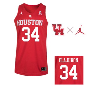 Men's University of Houston #34 Hakeem Olajuwon Red Jordan Brand NCAA Jerseys 228897-521