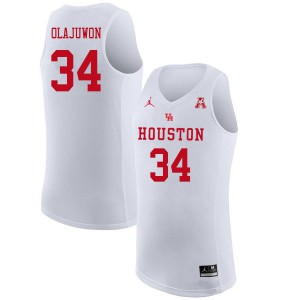 Men's Houston Cougars #34 Hakeem Olajuwon White Jordan Brand Embroidery Jerseys 940804-752