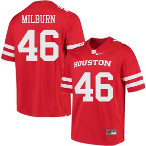 Mens University of Houston #46 Jordan Milburn Red Player Jerseys 472088-938