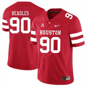 Mens Cougars #90 Justin Beadles Red College Jerseys 768447-587