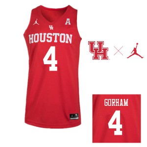 Men's University of Houston #4 Justin Gorham Red Jordan Brand Stitched Jersey 662581-870