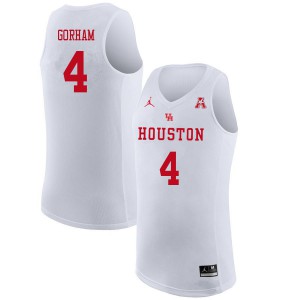 Men University of Houston #4 Justin Gorham White Jordan Brand Stitched Jerseys 865430-695