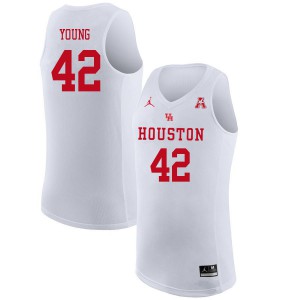 Mens University of Houston #42 Michael Young White Jordan Brand Stitch Jersey 222097-502