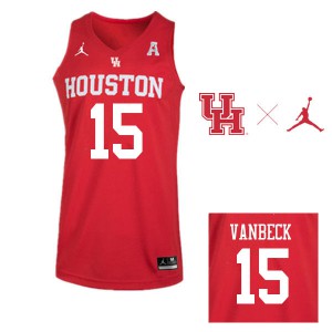 Mens Houston Cougars #15 Neil VanBeck Red Jordan Brand Player Jersey 628014-960
