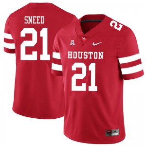 Men University of Houston #21 Stacy Sneed Red Embroidery Jersey 166684-514