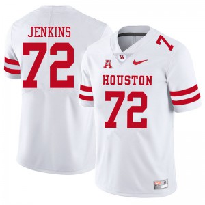 Men's Houston Cougars #72 Tank Jenkins White Embroidery Jersey 723183-647