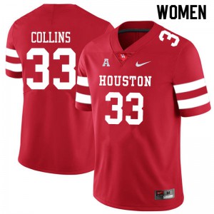 Women UH Cougars #38 Adrian Collins Red NCAA Jerseys 900102-973
