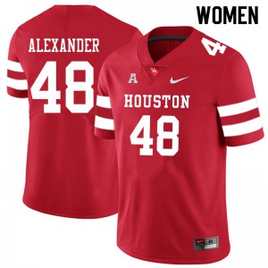 Women's UH Cougars #48 Bo Alexander Red University Jersey 950520-887
