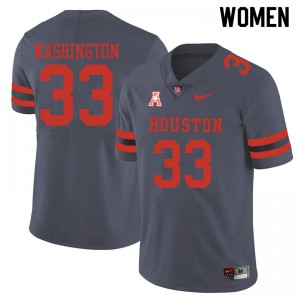 Women's Houston #33 Bryce Washington Gray Stitched Jerseys 509944-229