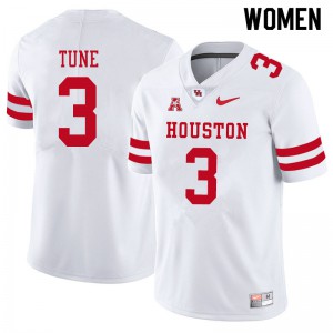 Womens Houston Cougars #3 Clayton Tune White University Jersey 381706-352