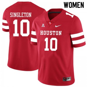 Womens Cougars #10 Jeremy Singleton Red Stitch Jersey 176075-430