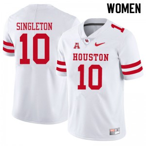 Women Houston Cougars #10 Jeremy Singleton White NCAA Jersey 780174-329
