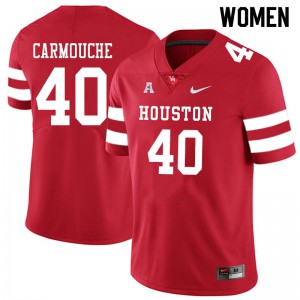 Women's UH Cougars #40 Jordan Carmouche Red Embroidery Jerseys 209047-464