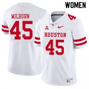 Womens University of Houston #45 Jordan Milburn White University Jerseys 339653-353