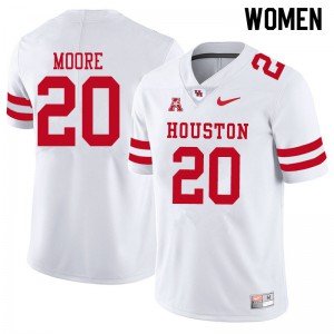 Womens Houston #20 Jordan Moore White High School Jerseys 838881-414