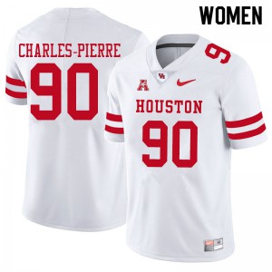 Womens UH Cougars #90 Olivier Charles-Pierre White University Jerseys 650566-244