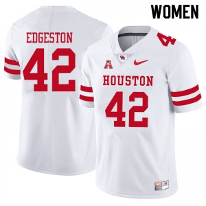 Womens Houston Cougars #42 Terrance Edgeston White High School Jerseys 824823-165
