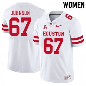 Womens Houston Cougars #67 Cam'Ron Johnson White Embroidery Jerseys 918563-445