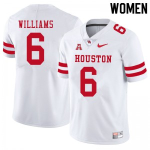 Womens University of Houston #6 Damarion Williams White Stitch Jersey 396763-206