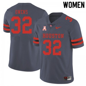 Women's Houston Cougars #32 Gervarrius Owens Gray Embroidery Jerseys 383225-506