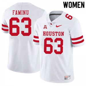 Womens University of Houston #63 James Faminu White Player Jerseys 631176-224
