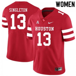 Women's University of Houston #13 Jeremy Singleton Red Stitched Jersey 195158-532