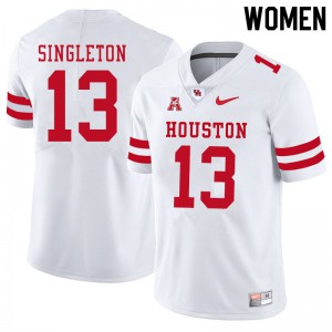Women University of Houston #13 Jeremy Singleton White NCAA Jerseys 553122-496